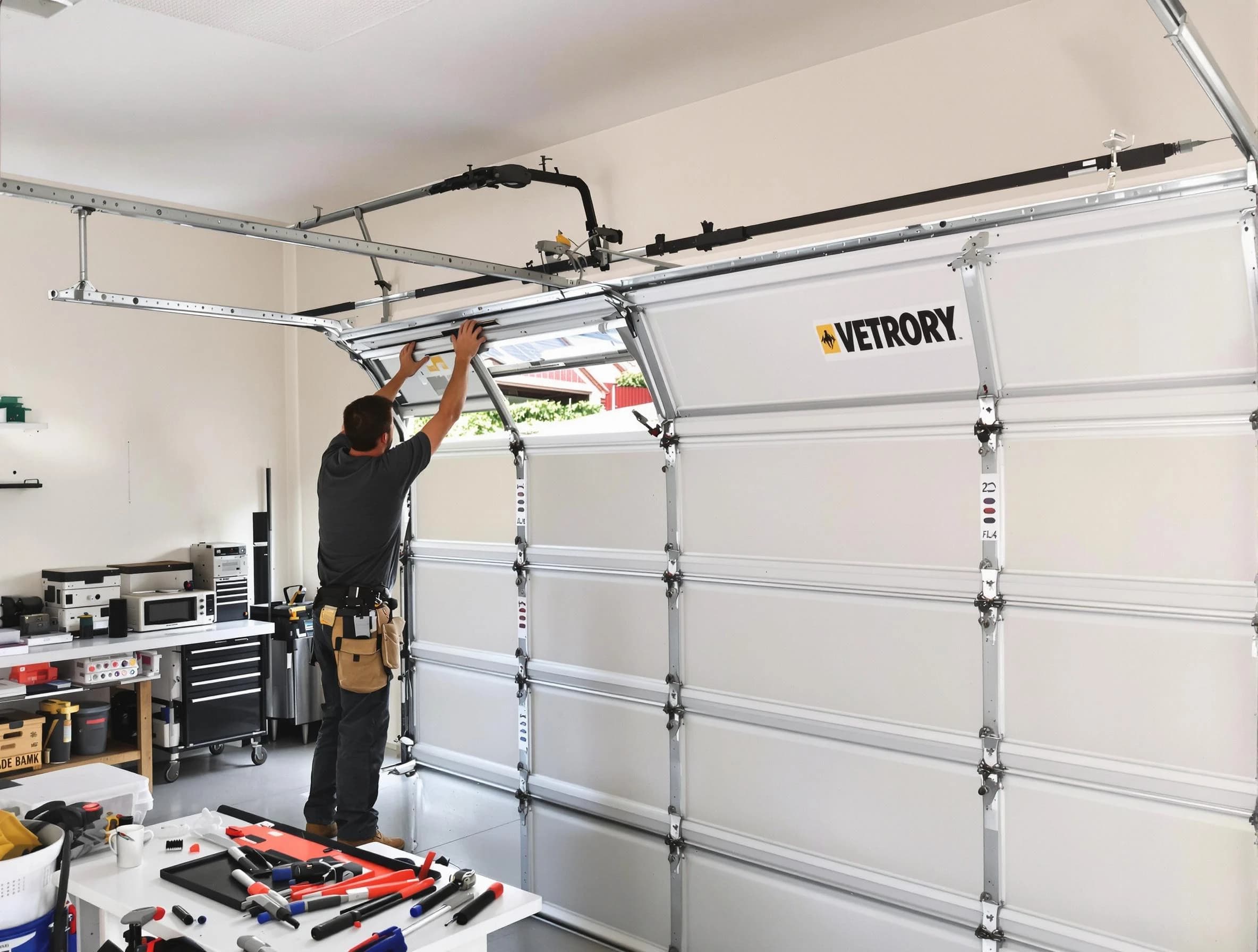 Derby Garage Door Repair technician performing section replacement in Derby