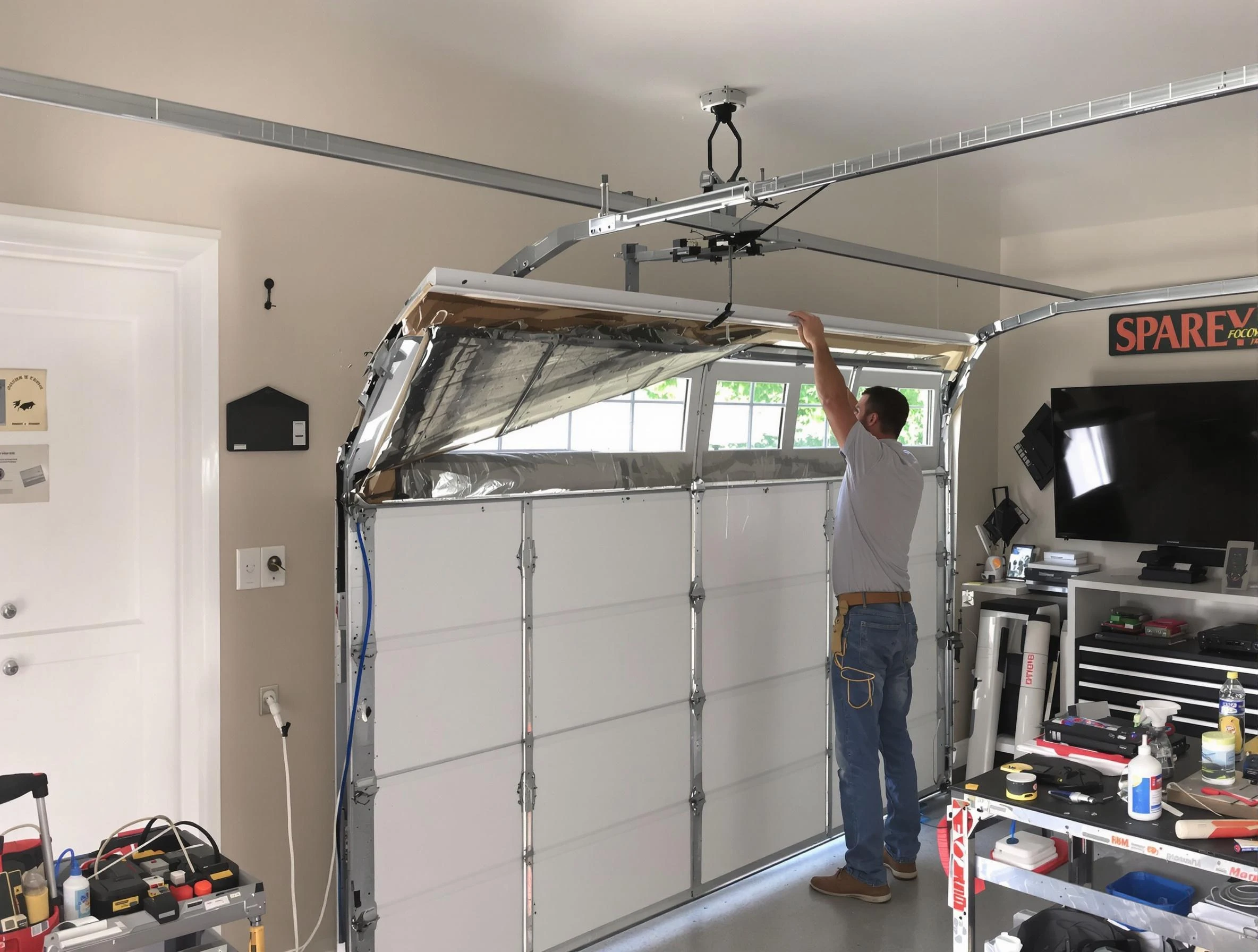 Garage door section replacement by Derby Garage Door Repair in Derby