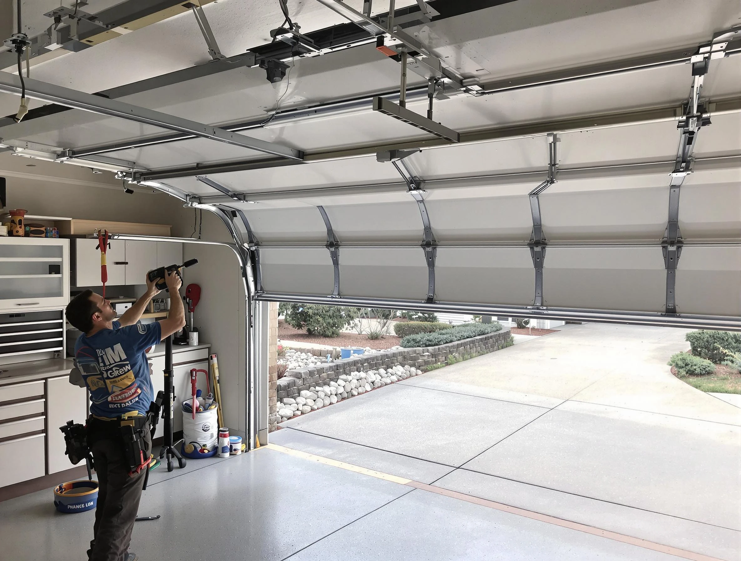 Garage door track repair service by Derby Garage Door Repair in Derby